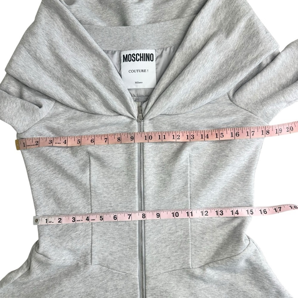 MOSCHINO COUTURE gray zip up flare mini sweatshirt dress US10/FR40 - Picture 12 of 14
